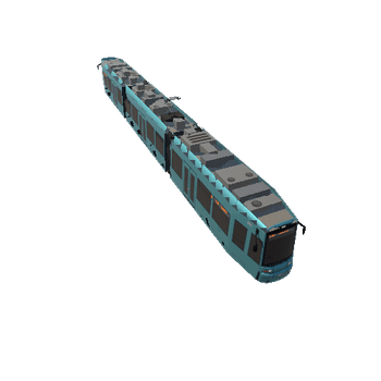 Low Poly Tram 19_Blue_Separate mesh